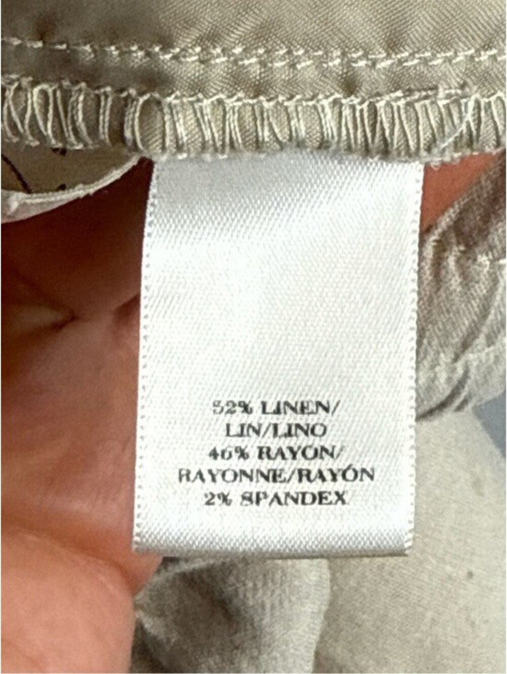 Ann Taylor Linen Blend Pull-On Straight Leg Beige Drawstring Pants XS - Picture 3 of 5